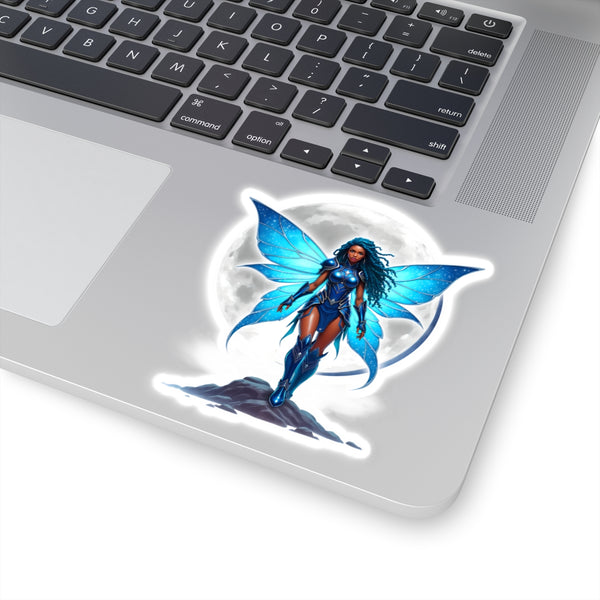 CELESTIAL BLUE FAIRY WARRIOR | Kiss-Cut Sticker | Black Fae Fantasy