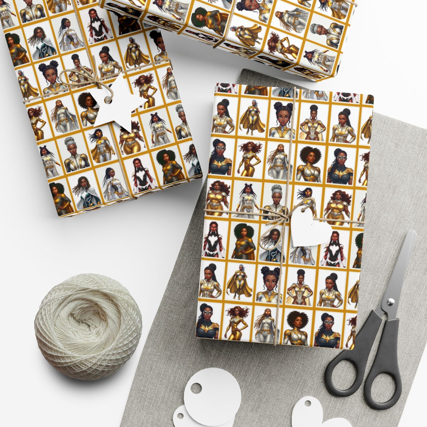 I AM A SUPERHERO (GOLD) | Luxury Gift Wrap for Female Black Superhero Fans