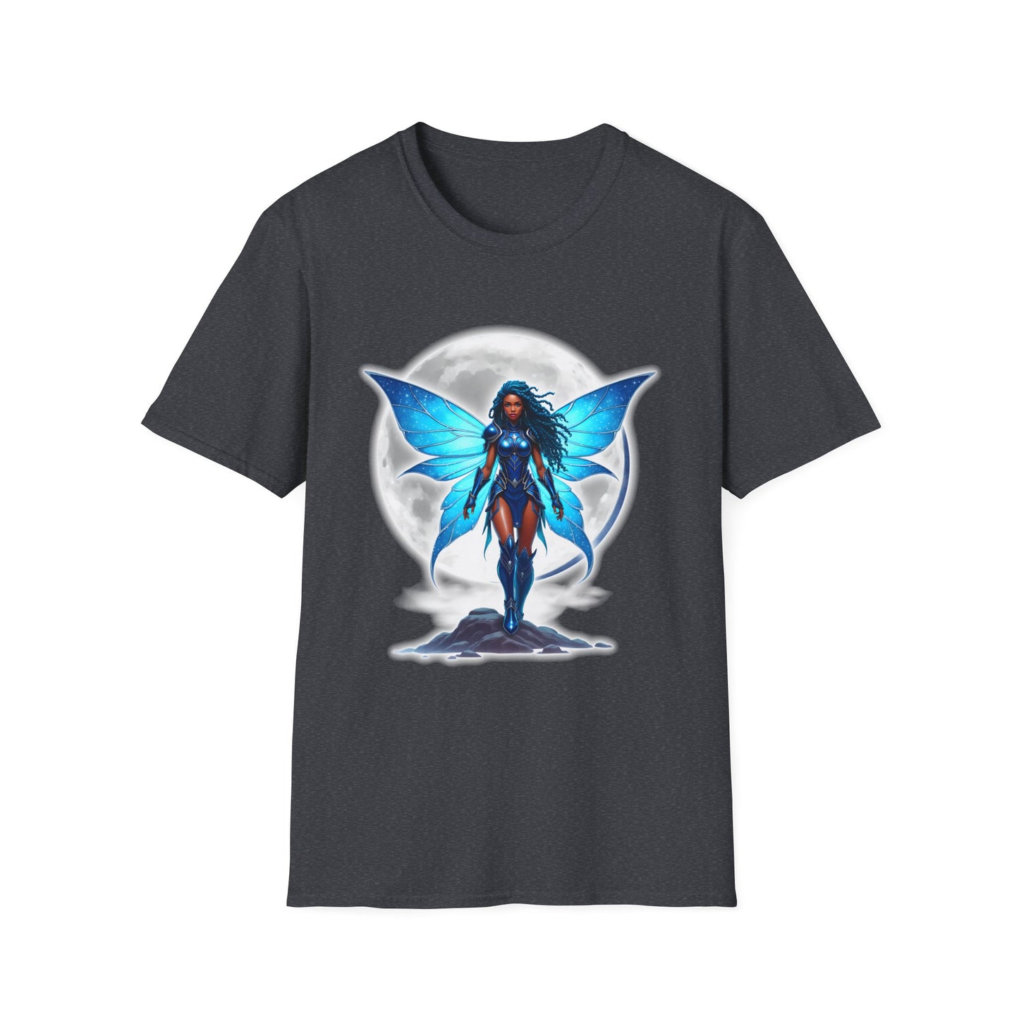 Celestial Blue Fairy Warrior | Adult Unisex Softstyle T-Shirt | Black Fae Day Collection