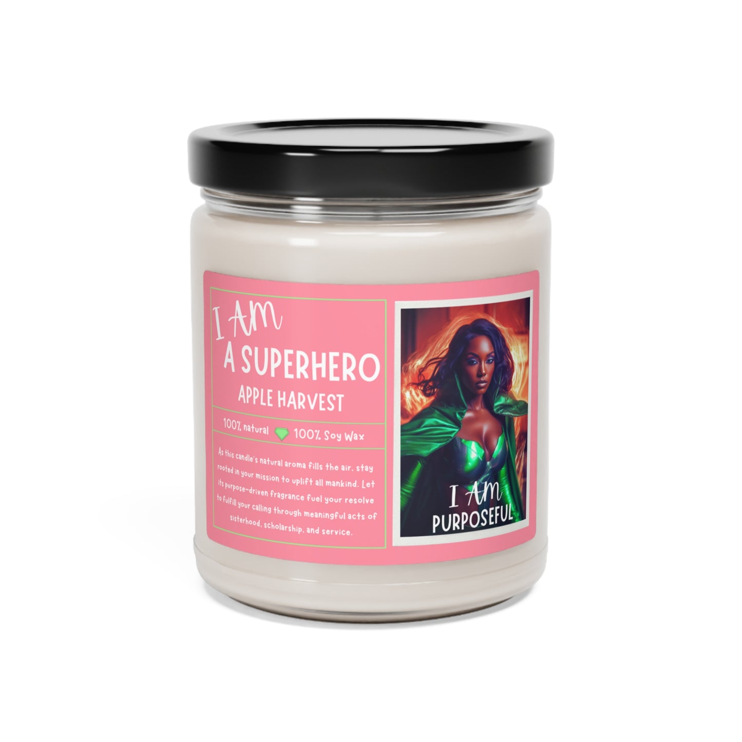 BLACK GREEK SORORITIES SUPERHERO | Scented Soy Candle, 9oz | Affirmations Meditation Accessories