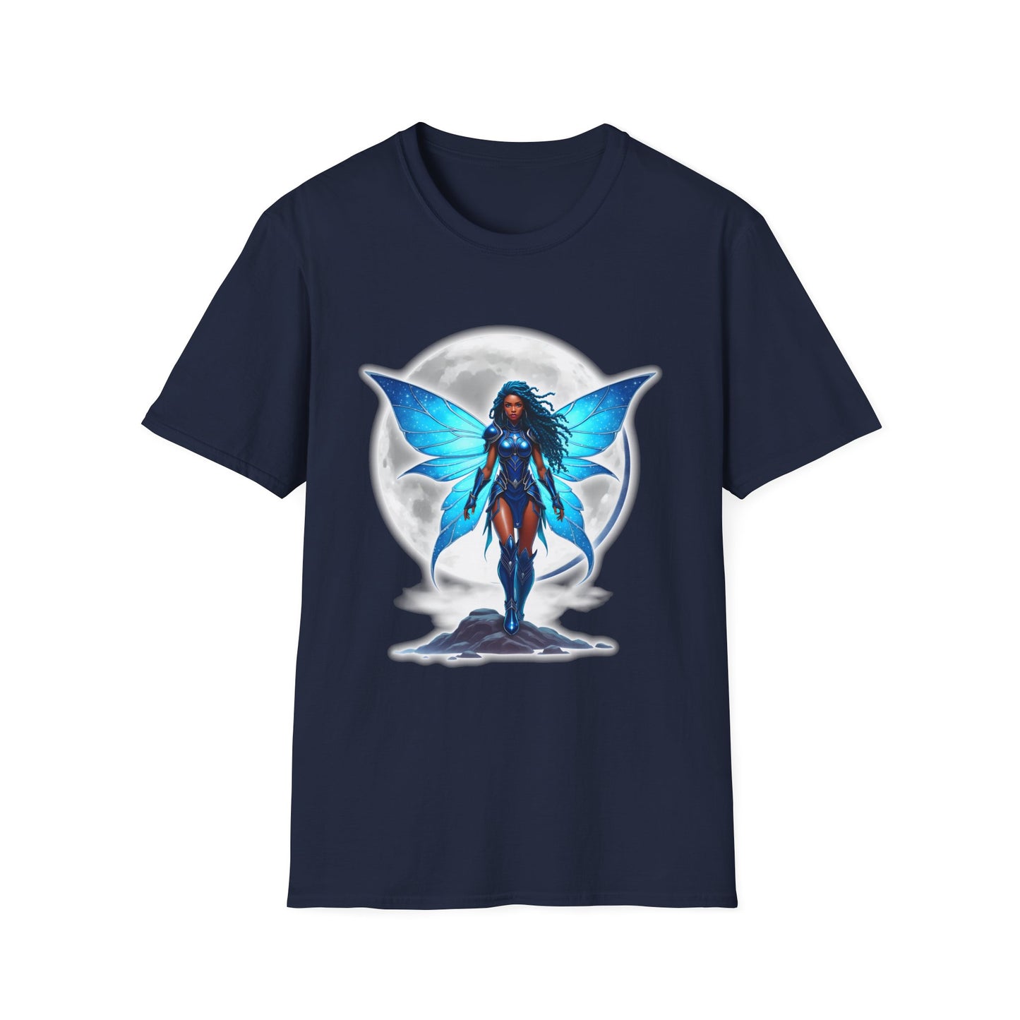 Celestial Blue Fairy Warrior | Adult Unisex Softstyle T-Shirt | Black Fae Day Collection