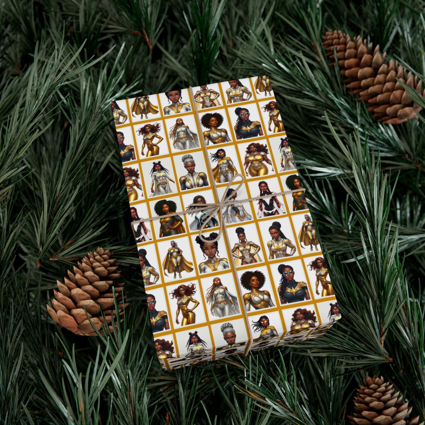 I AM A SUPERHERO (GOLD) | Luxury Gift Wrap for Female Black Superhero Fans