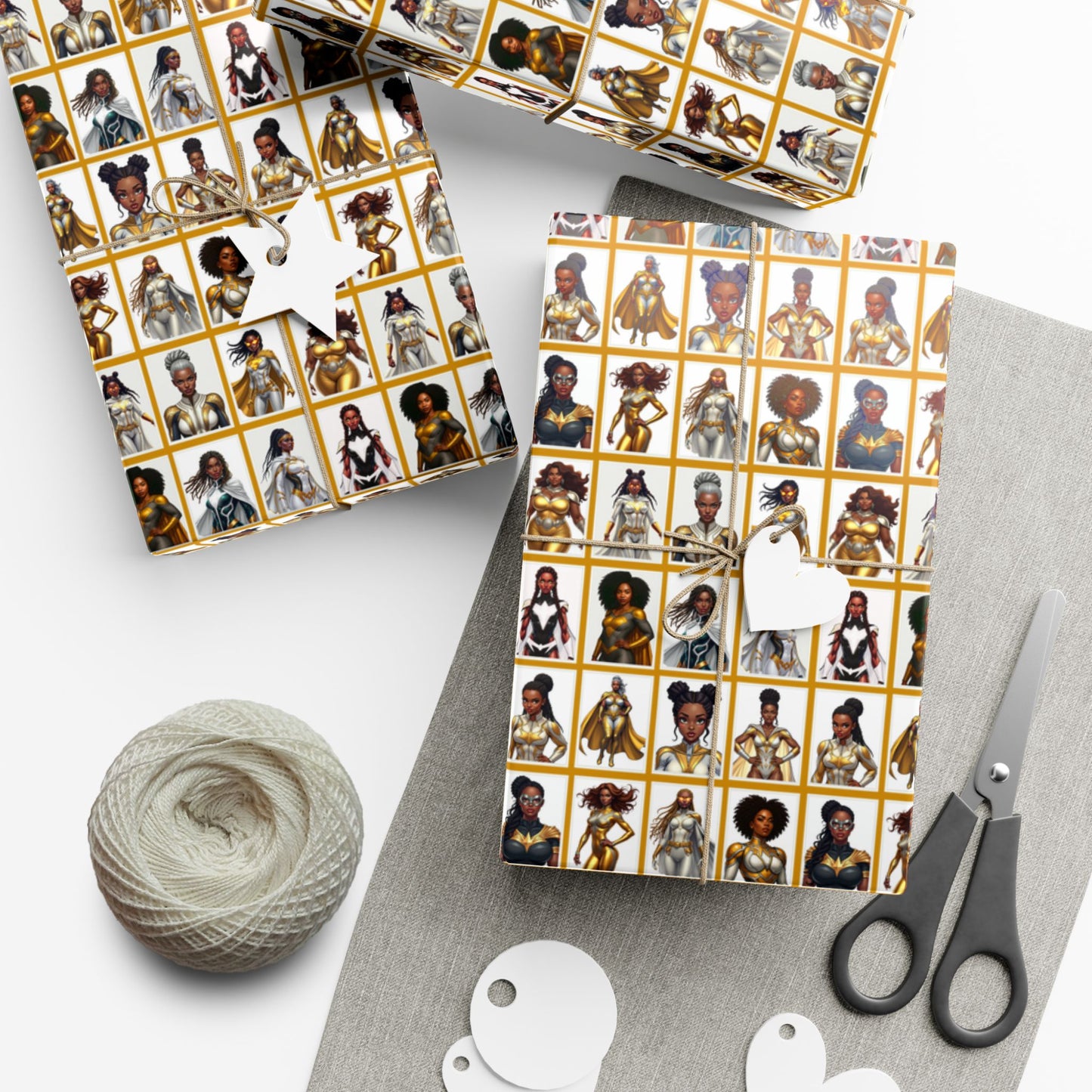 I AM A SUPERHERO (GOLD) | Luxury Gift Wrap for Female Black Superhero Fans