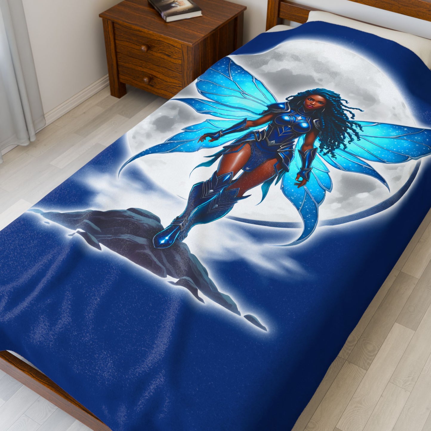 CELESTIAL BLUE FAIRY WARRIOR | Velveteen Reading Blanket