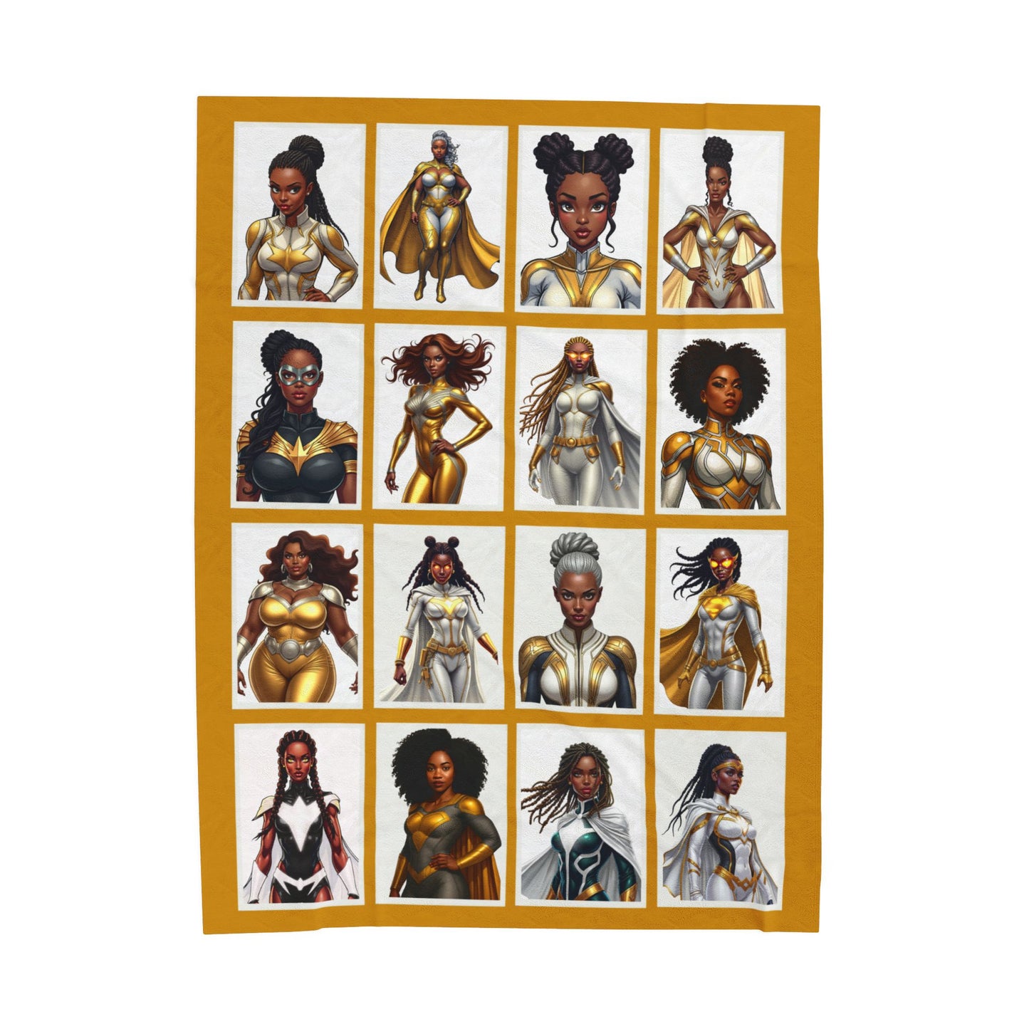 GOLD SUPERHEROES Reading Blanket | Lux Velveteen Throw for Bookish Gifts & Black Women Empowerment