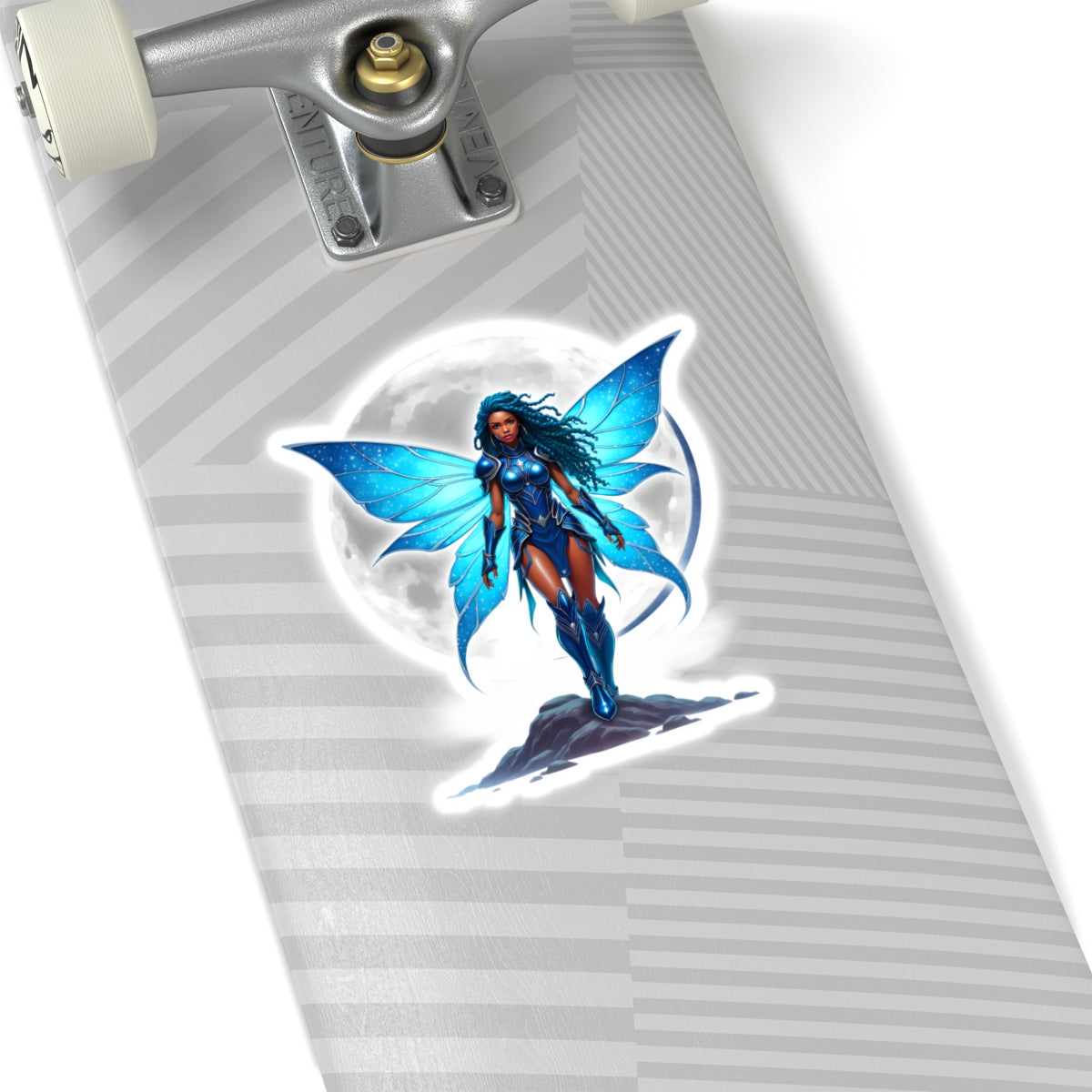 CELESTIAL BLUE FAIRY WARRIOR | Kiss-Cut Sticker | Black Fae Fantasy
