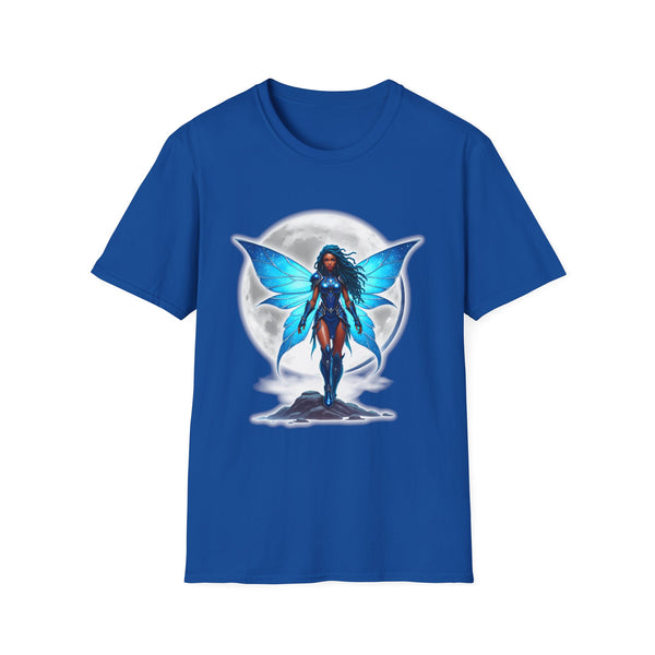 Celestial Blue Fairy Warrior | Adult Unisex Softstyle T-Shirt | Black Fae Day Collection