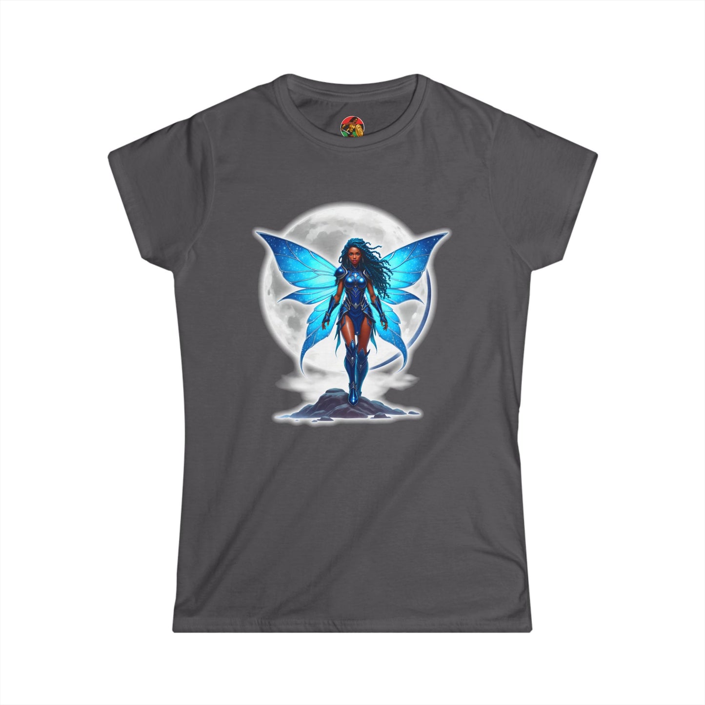 Celestial Blue Fairy Warrior | Adult Women's Softstyle Tee | Black Fae Day Collection