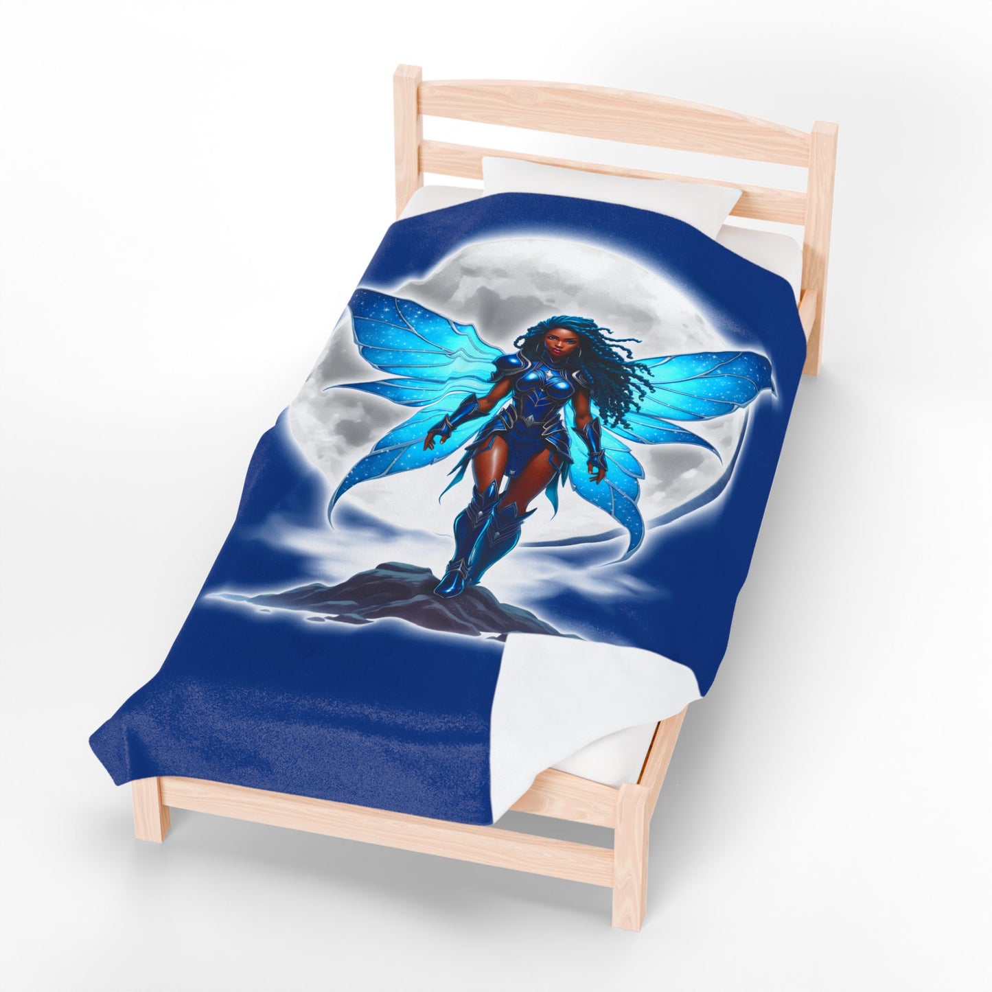 CELESTIAL BLUE FAIRY WARRIOR | Velveteen Reading Blanket