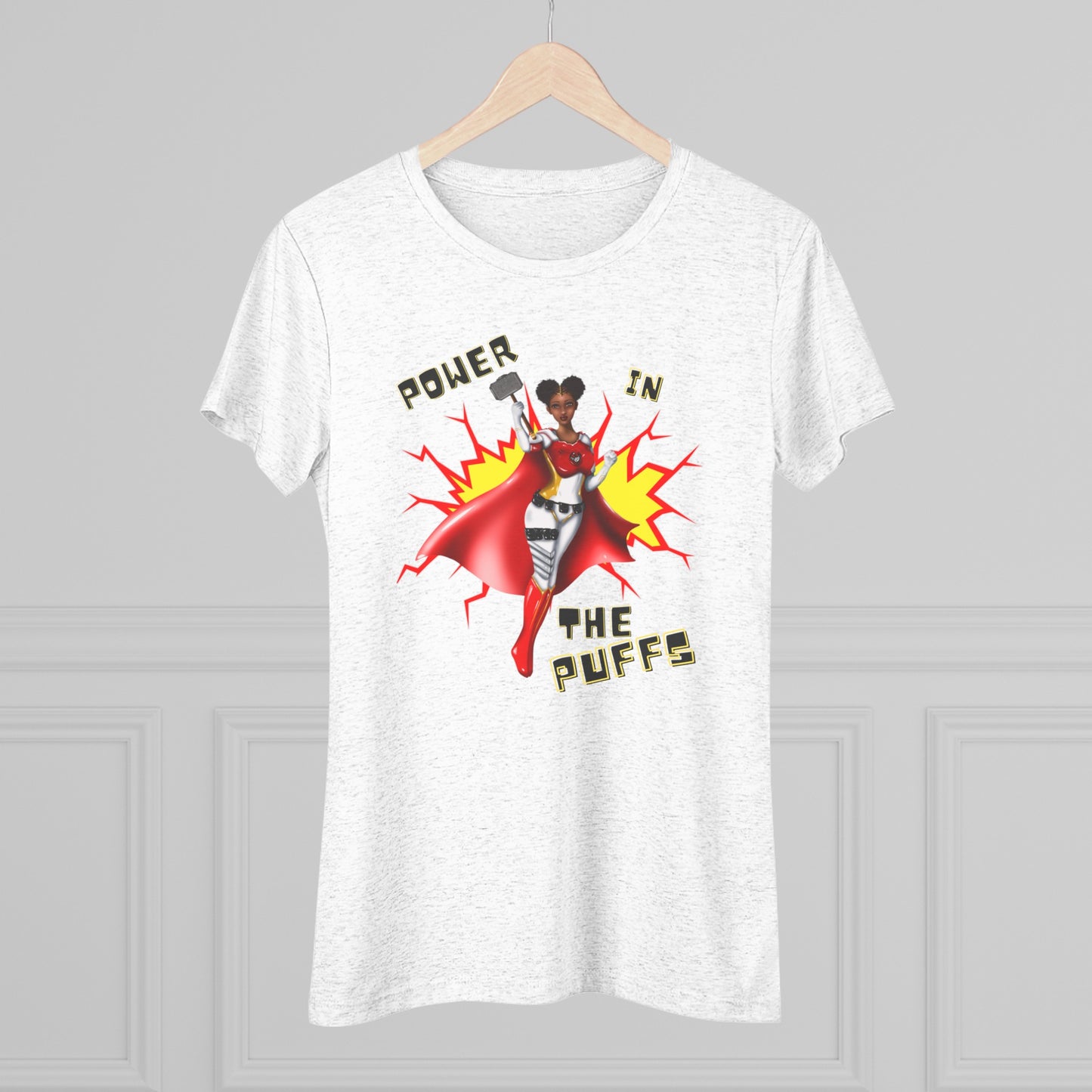 Power in the Puffs Superhero | Adult Women's Triblend Tee | African American T-Shirt