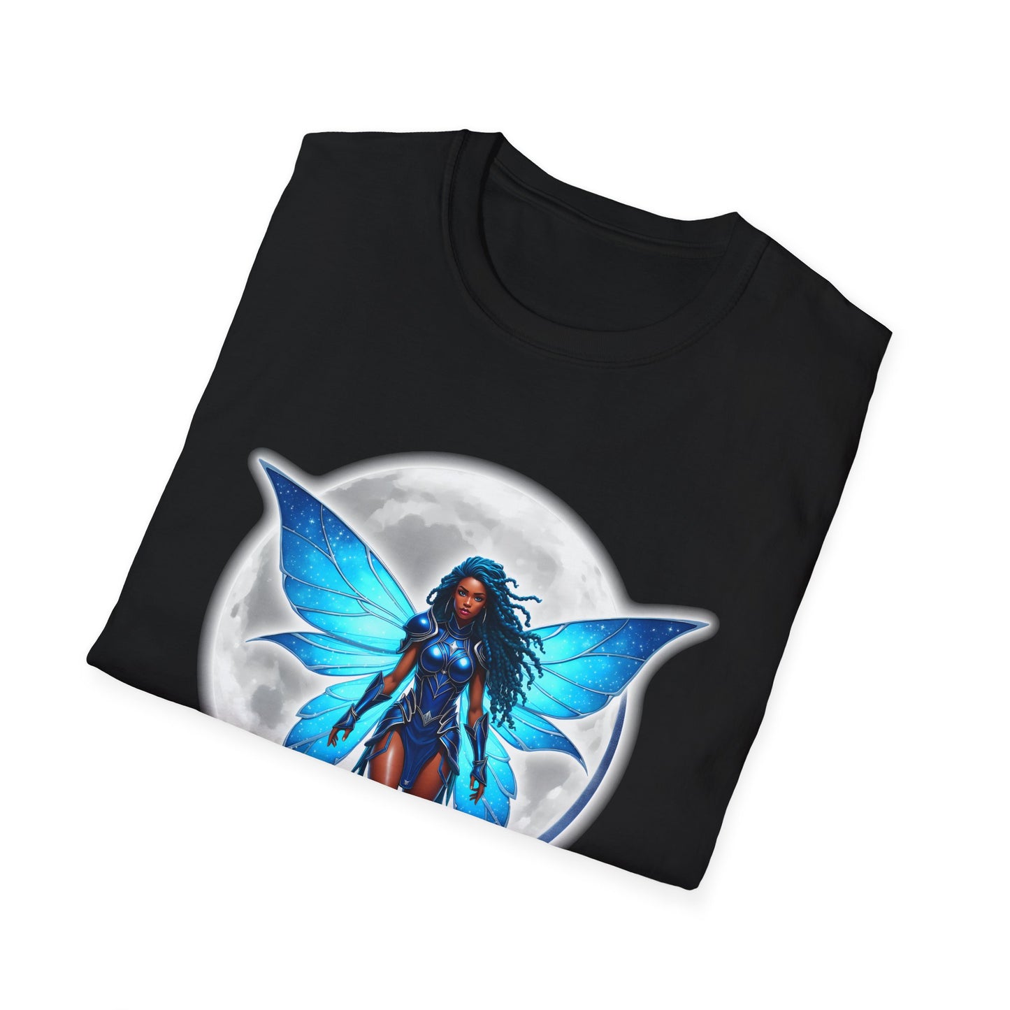 Celestial Blue Fairy Warrior | Adult Unisex Softstyle T-Shirt | Black Fae Day Collection