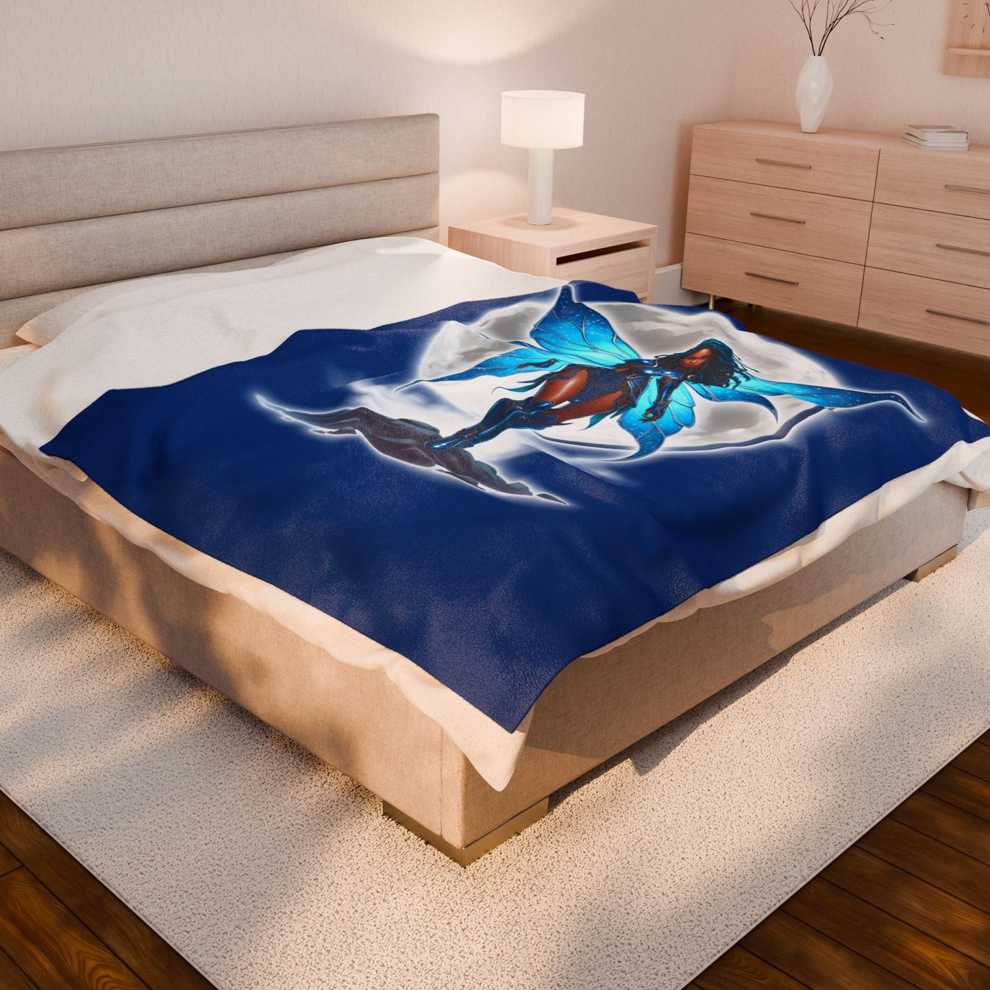 CELESTIAL BLUE FAIRY WARRIOR | Velveteen Reading Blanket