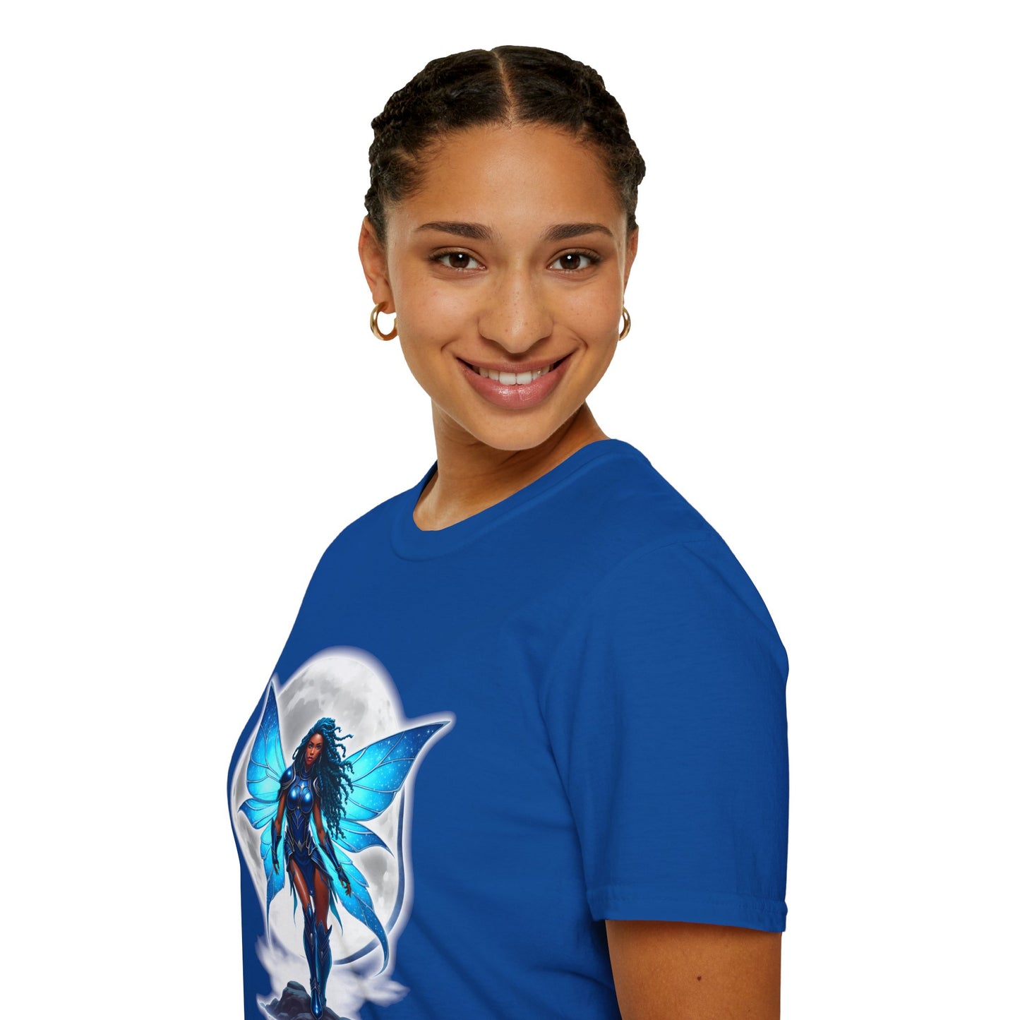 Celestial Blue Fairy Warrior | Adult Unisex Softstyle T-Shirt | Black Fae Day Collection