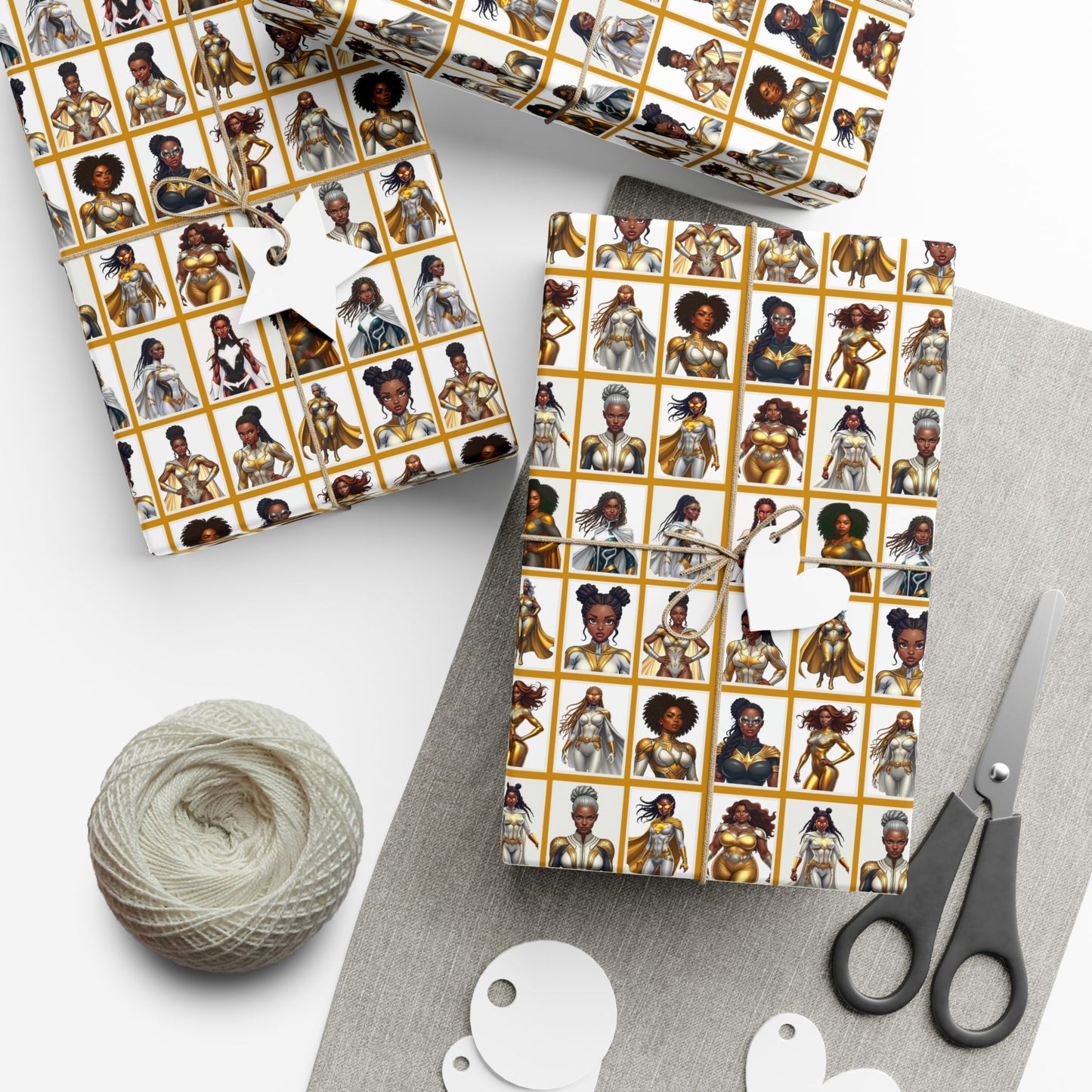 I AM A SUPERHERO (GOLD) | Luxury Gift Wrap for Female Black Superhero Fans