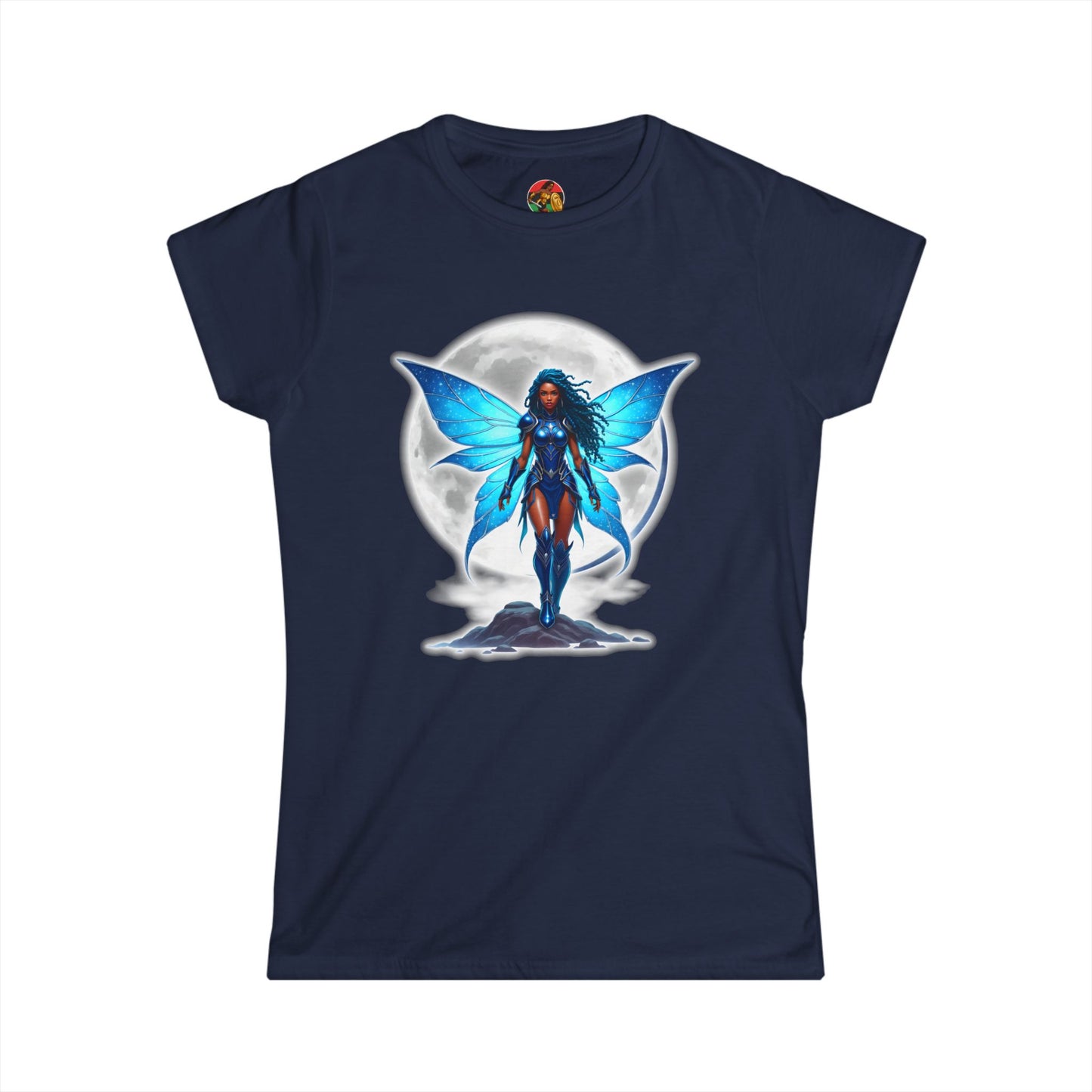 Celestial Blue Fairy Warrior | Adult Women's Softstyle Tee | Black Fae Day Collection