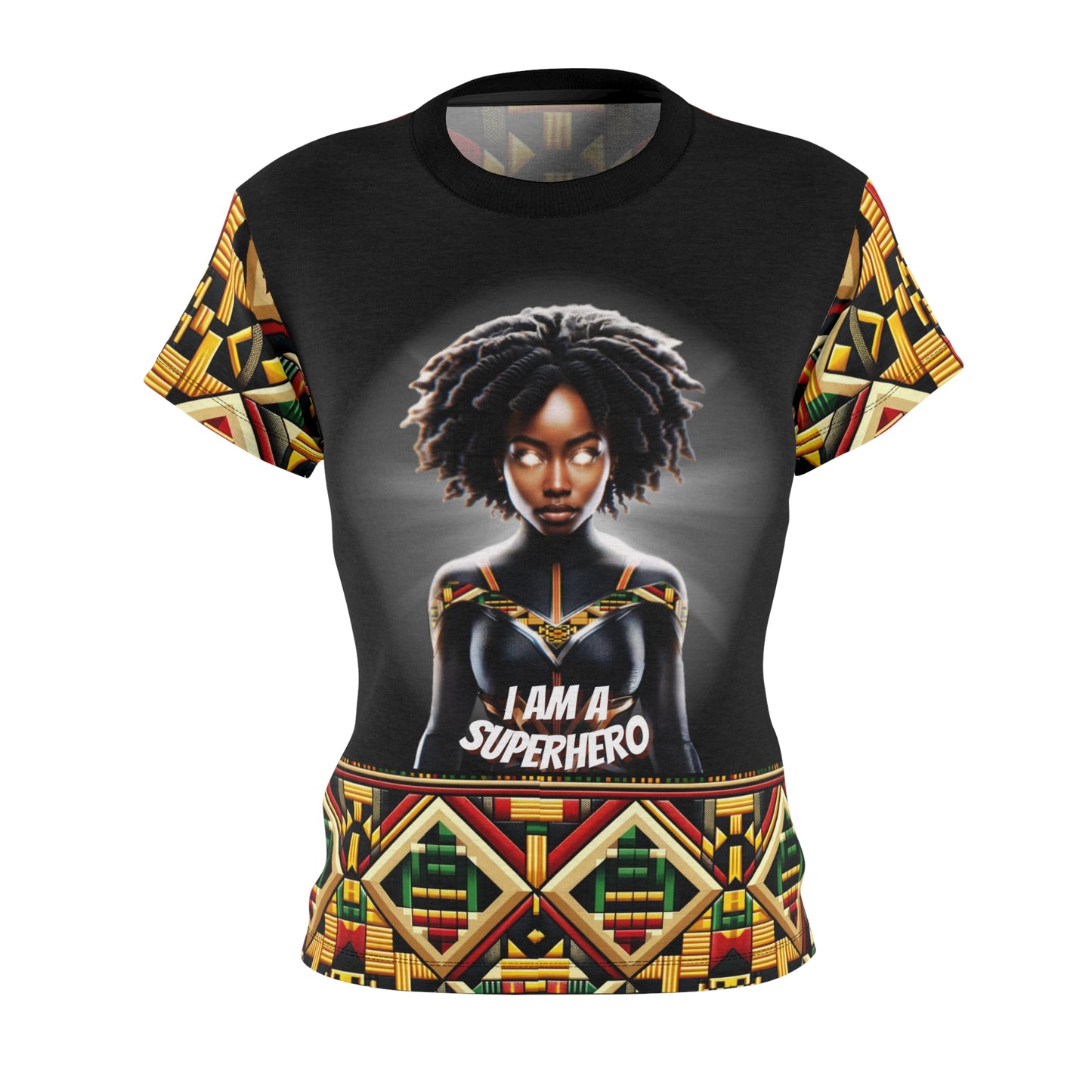 AFROFUTURISTIC KENTE SUPERHERO | Adult Women's Tee | BLACK HISTORY 365 COLLECTION