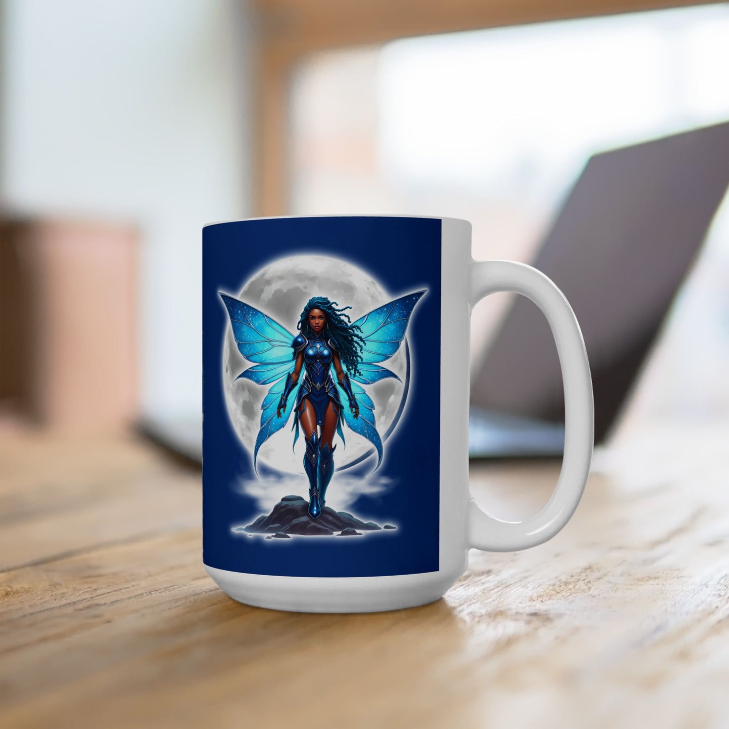 Celestial Blue Fairy Warrior | Ceramic Mug, (11oz, 15oz) | Black Fae Day Collection