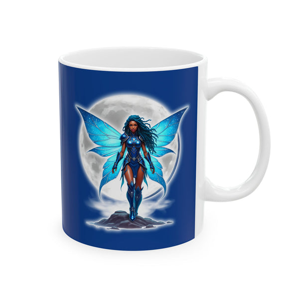 Celestial Blue Fairy Warrior | Ceramic Mug, (11oz, 15oz) | Black Fae Day Collection