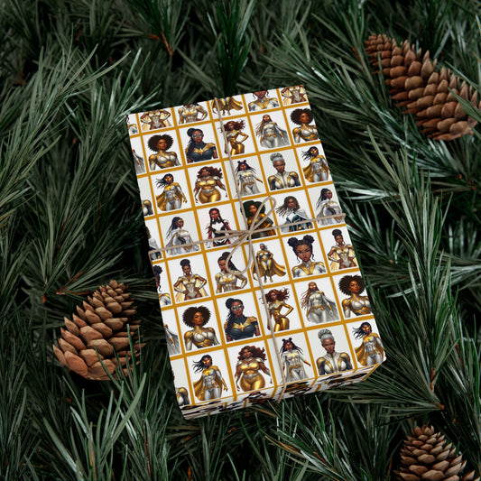 I AM A SUPERHERO (GOLD) | Luxury Gift Wrap for Female Black Superhero Fans