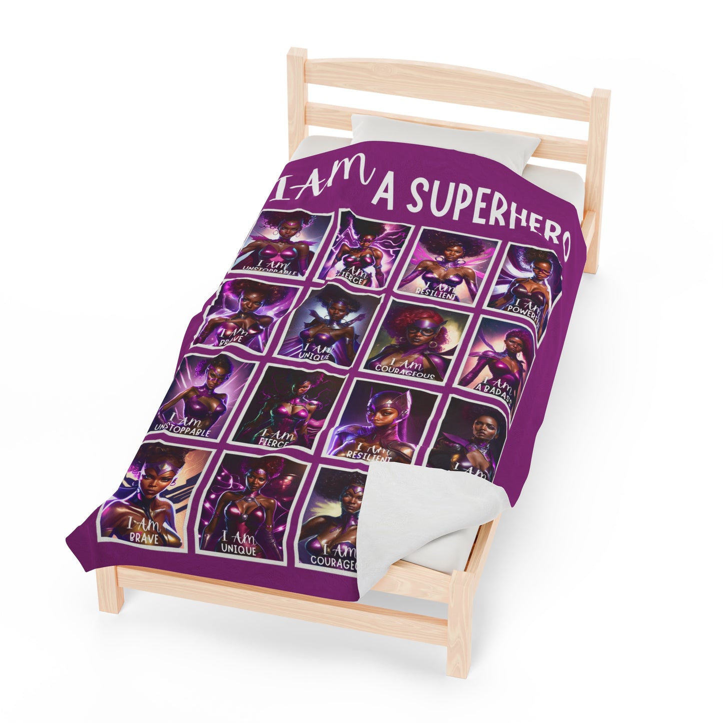 I AM A SUPERHERO | Velveteen Plush Blanket | Affirmations Accessories