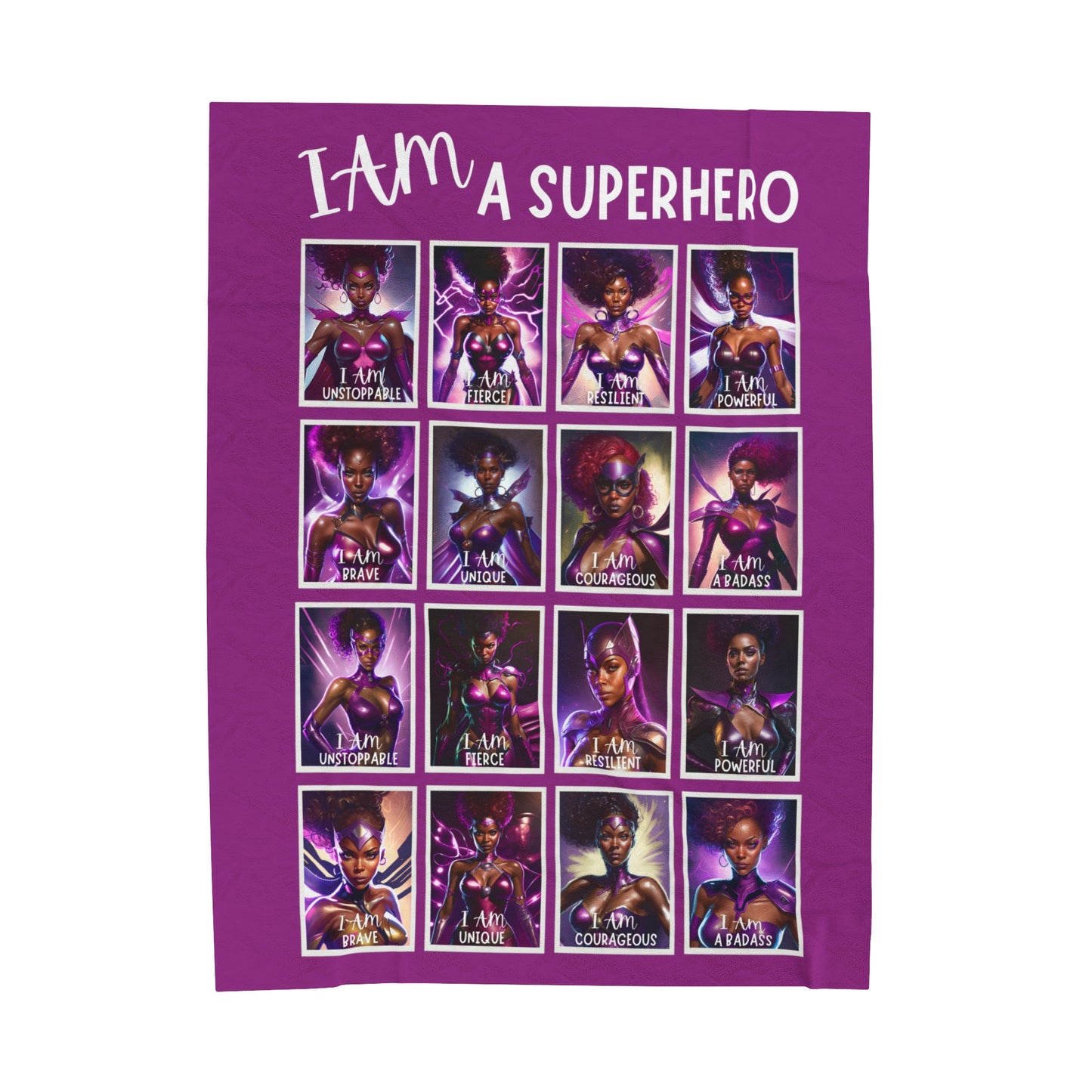 I AM A SUPERHERO | Velveteen Plush Blanket | Affirmations Accessories