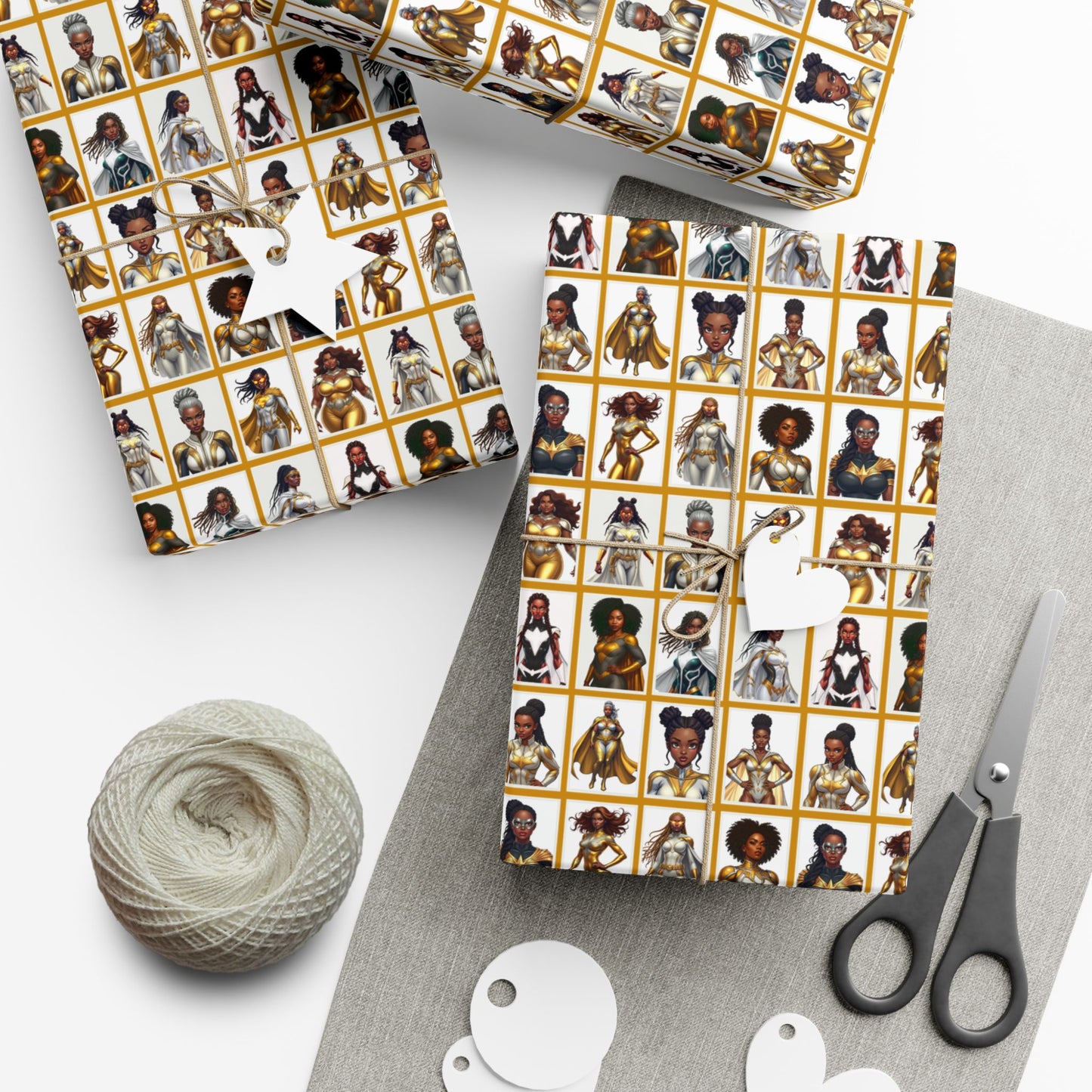 I AM A SUPERHERO (GOLD) | Luxury Gift Wrap for Female Black Superhero Fans