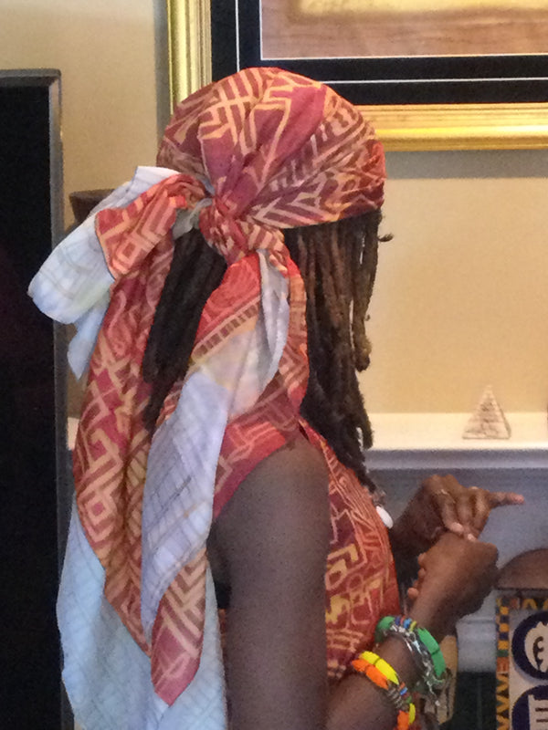 AfroFuturistic Kente Print Scarf | Poly Voile or Chiffon | Sacred Warrior Accessory