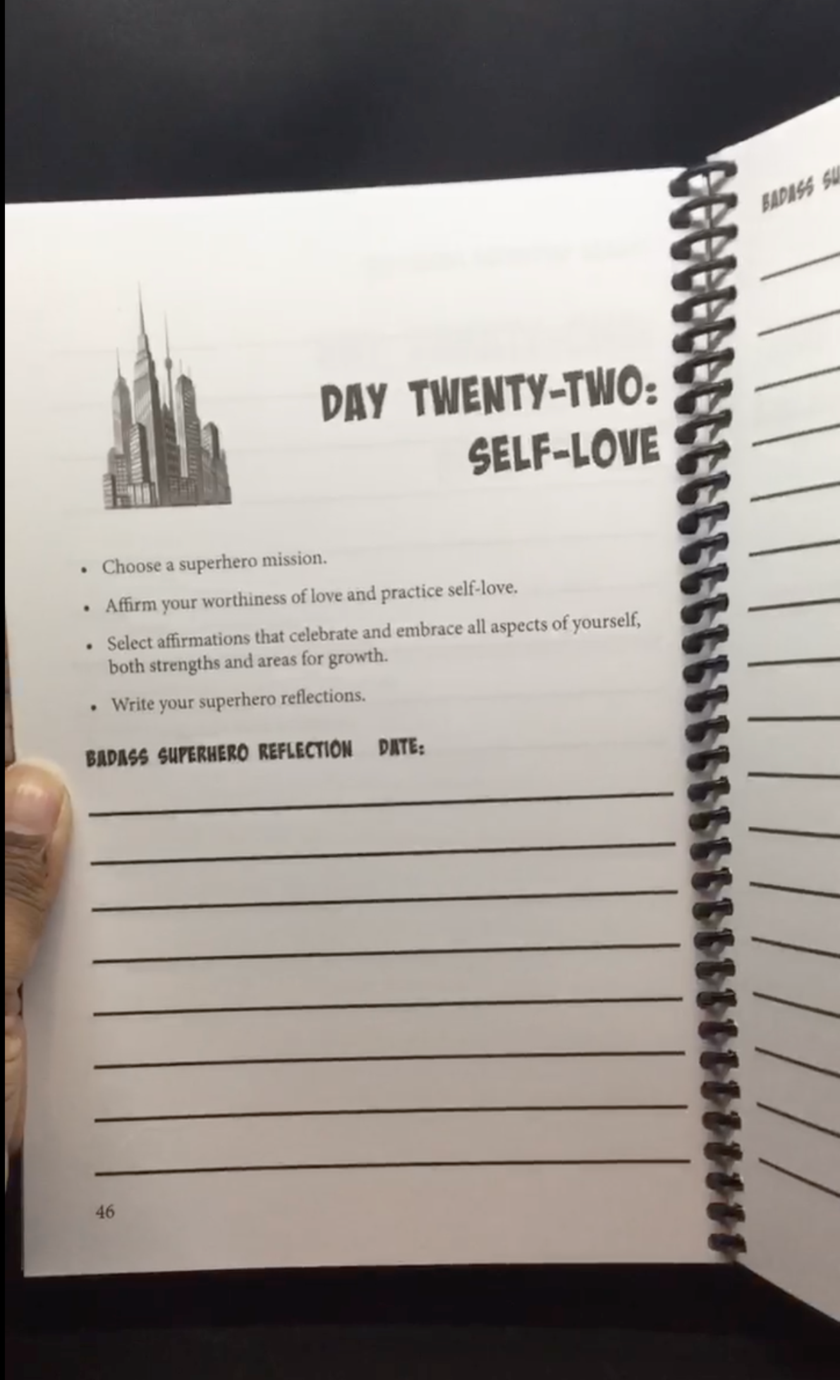 Sample Exercise in Companion Workbook for 101 Badass Superhero Affirmations