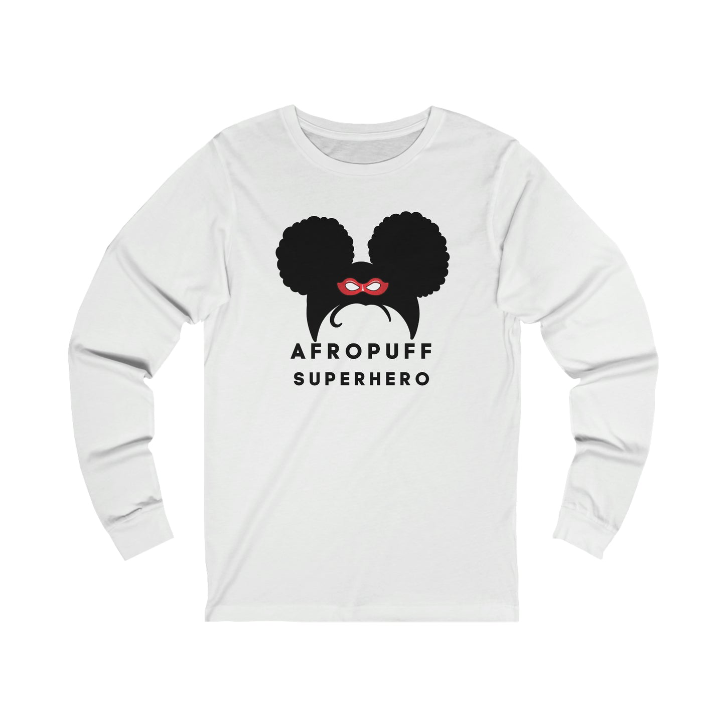 Afro Puff Superhero | Adult Unisex Jersey Long Sleeve Tee | Superhero Fashion