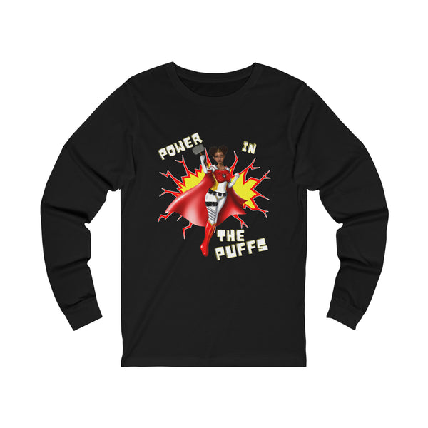 Power in the Puffs Superhero | Adult Unisex Jersey Long Sleeve Tee | African American T-Shirt