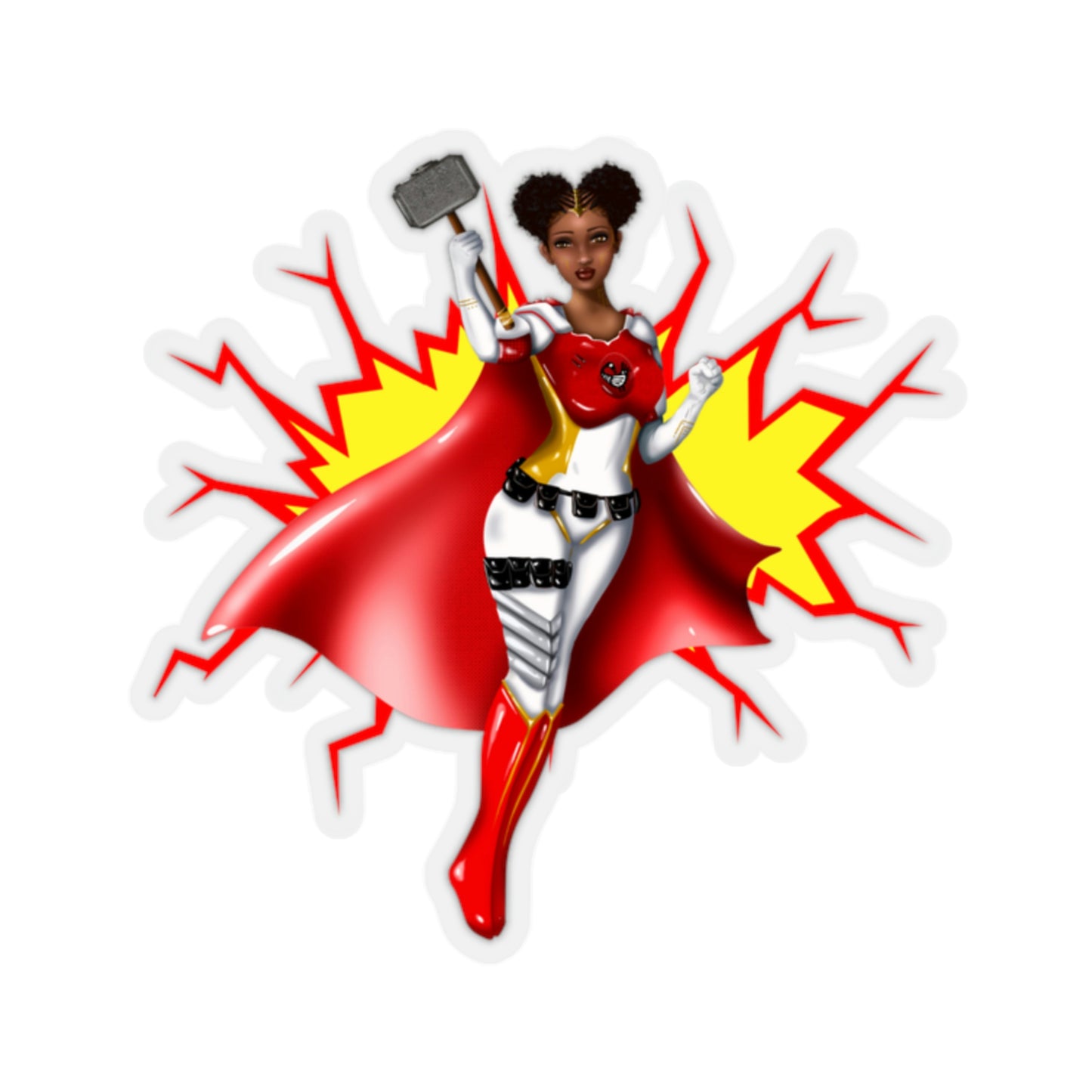 Power in the Puffs Superhero |  Kiss-Cut Stickers | African American Stickers