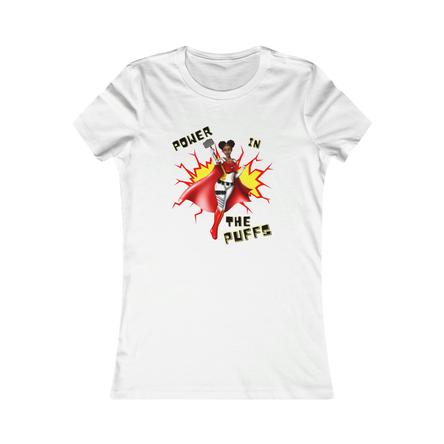 Power in the Puffs Superhero | Adult Women's Favorite Tee | African American T-Shirt